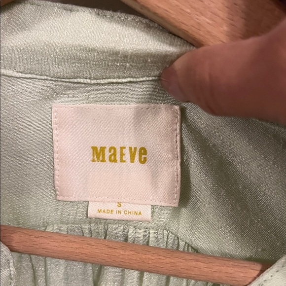 Maeve Light Green button up  Blouse - Picture 3 of 6